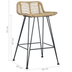 ZNTS Bar Chairs 2 pcs Natural Rattan 285232
