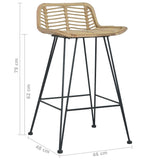 ZNTS Bar Chairs 2 pcs Natural Rattan 285232
