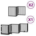 Dog Gate with Door Foldable 12 Panels Black 600 cm Poplar Wood 3155542