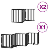 Dog Gate with Door Foldable 12 Panels Black 600 cm Poplar Wood 3155542