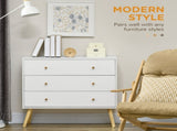 Chest of Drawers, 3-Drawer Storage Organiser Unit with Wood Legs for Bedroom, Living Room, White T3398P342984