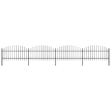 ZNTS Garden Fence with Spear Top Steel x6.8 m Black 277724