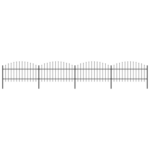 ZNTS Garden Fence with Spear Top Steel x6.8 m Black 277724