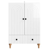 Sideboard High Gloss White 66 x 34.5 x 95 cm Engineered Wood 894209
