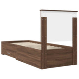 Bed Frame Brown Oak and Silver 70 x 190 cm Engineered Wood 3411374
