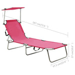 ZNTS Folding Sun Lounger with Canopy Pink Aluminium 310363