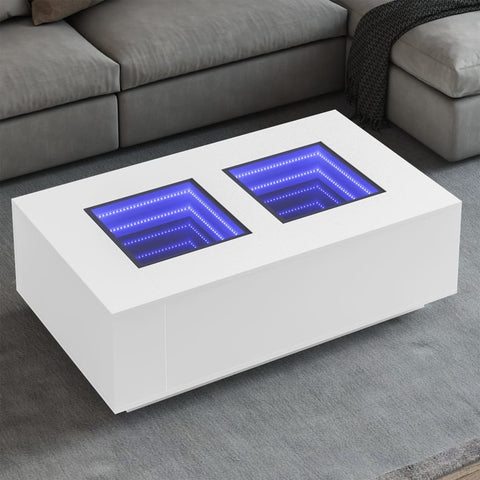 ZNTS Coffee Table with Infinity LED White 116x69x40 cm 3284056