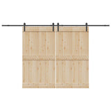Sliding Door Hardware Kit 366 cm Steel Black 3295777