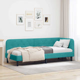 Corner Bed Frame with Headboard Turquoise 80 x 200 cm Velvet 42016594