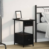 Bedside Cabinet Black Oak 60 x 30 x 61 cm Engineered Wood 859595