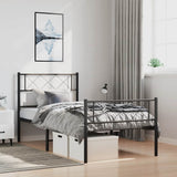 Metal Bed Frame without Mattress with Footboard Black 100x190cm 372289