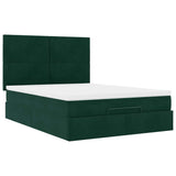 Ottoman Bed with Mattresses Dark Green 140x190cm Velvet 3313400
