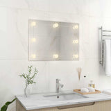 Wall Frameless Mirror with LED Lights Rectangular Glass 3078643