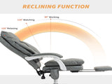 Faux Leather Office Chair, with Inflatable Lumbar - Grey T3398P377409