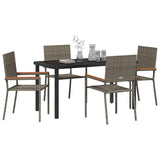 Garden Dining Set with Cushion 5 pcs Grey Poly Rattan 3379711
