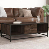 Coffee Table Brown Oak 100x57x35 cm Engineered Wood and Metal 848763