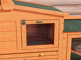 Two-Tier Rabbit Hutch with Run, Ramp, Slide-Out Tray, for Garden - Orange T3398P350012