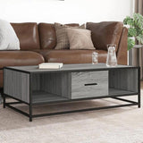 Coffee Table Grey Sonoma 100x57x35 cm Engineered Wood and Metal 848762
