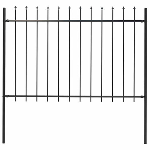 ZNTS Garden Fence with Spear Top Steel 1.7x1.2 m Black 144926