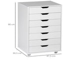 Seven-Drawer Filing Cabinet, with Wheels - White T3398P330433