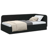 Corner Bed Frame with Headboard Black 100 x 200 cm Fabric 42016505