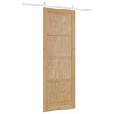 Sliding Door Natural and White 83 x 232 cm Solid Pine Wood 3445418