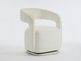 065 Chenille Fabric Accent Chair Armchair With Fabric Covered Wooden 360&deg Swivel Base, White W1397P388512
