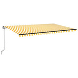 Manual Retractable Awning with LED 500x300 cm Yellow and White 3069143