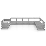 10 Piece Garden Lounge Set Grey Solid Pinewood 3075926