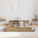Storage Bed Frame Artisan oak 140 x 190 cm Engineered wood 3335316