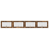Dog Gate with Stands 4 pcs Smoked Oak 100 x 60 cm 892117