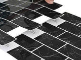 Subway Tile 50 pcs Black Marble 30 x 30 cm Polyurethane and PET 42046128