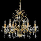 Chandelier with Crystal Beads Golden Round 6 x E14 281603