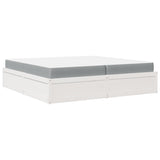 Bed with Mattress White 200x200 cm Solid Wood Pine 3281923