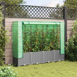 ZNTS Raised Bed with Greenhouse Cover Rattan Look 160x40x138 cm 4015858