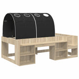 Bed Frame with Tunnel with Shelf 3 pcs Sonoma Oak and Black 3423628