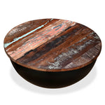 ZNTS Coffee Table Solid Reclaimed Wood Black Bowl Shape 245259