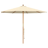Garden Parasol 300 x 248 cm Solid Eucalyptus Wood Cream White 42041406
