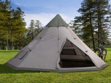 6 Men Tipi Tent with Carry Bag - Grey T3398P348696