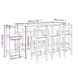 9 Piece Bar Set Solid Wood Pine 3124722