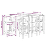 9 Piece Bar Set Solid Wood Pine 3124722