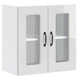 Kitchen Wall Cabinet with Glass Door Kalmar High Gloss White Engineered Wood 853669