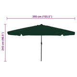 Garden Parasol Green 395 x 395 x 245 cm Polyester 42003645