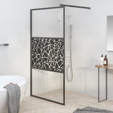Walk-in Shower Wall 100x195cm ESG Glass with Stone Design Black 151882
