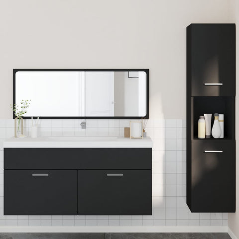 ZNTS 3 Piece Bathroom Furniture Set Black Engineered Wood 3308527