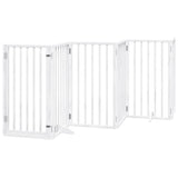 Dog Gate with Door Foldable 6 Panels White 300 cm Poplar Wood 352183