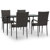 Garden Dining Set Brown PE Rattan Large Stackable 3156672