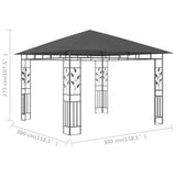 Gazebo with Mosquito Net 3x3x2.73 m Anthracite 180 g/m 47972