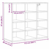 Shoe Cabinet Black Oak 77.5 x 30 x 67 cm Engineered Wood 875214