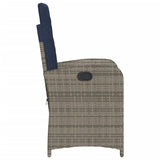 3 Piece Bistro Set with Cushions Grey Poly Rattan 365183